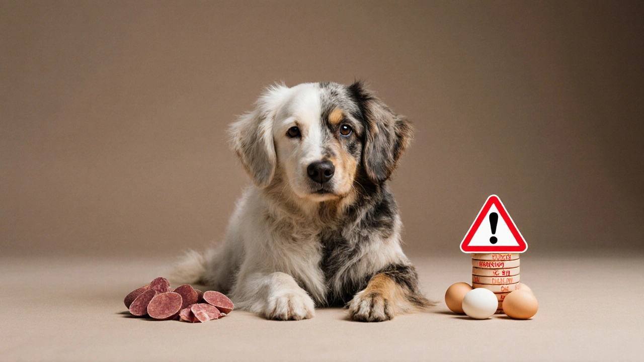 Двусторонняя собака: одна половина здоровая, другая — с выпадающей шерстью из-за избытка яиц.