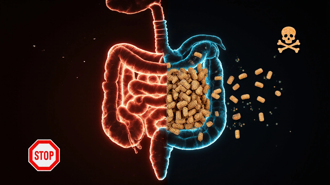 Сравнение здорового и испорченного корма в виде схемы пищеварения.