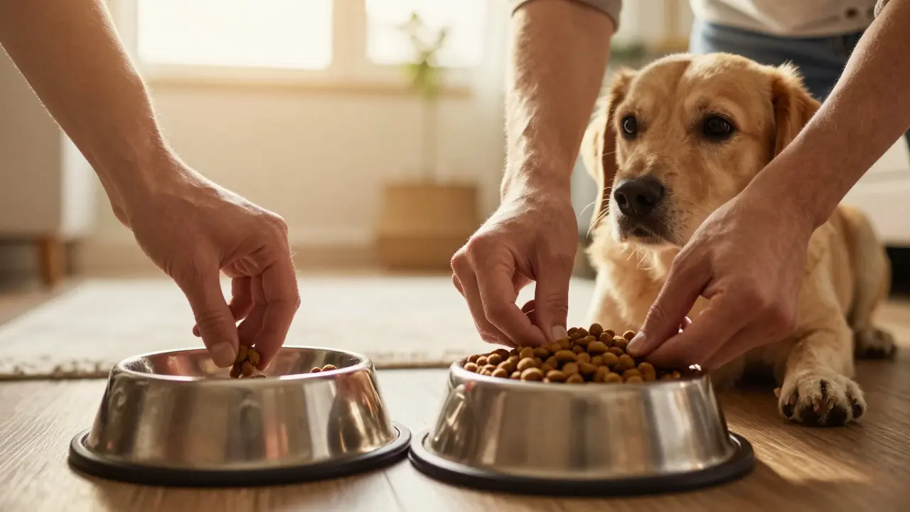 Владелец кормит собаку в одно и то же время утром и вечером.